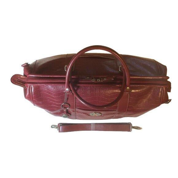 BUENO Burgundy Faux Croc Weekender Travel Bag Detachable Strap OS - Picture 13 of 14